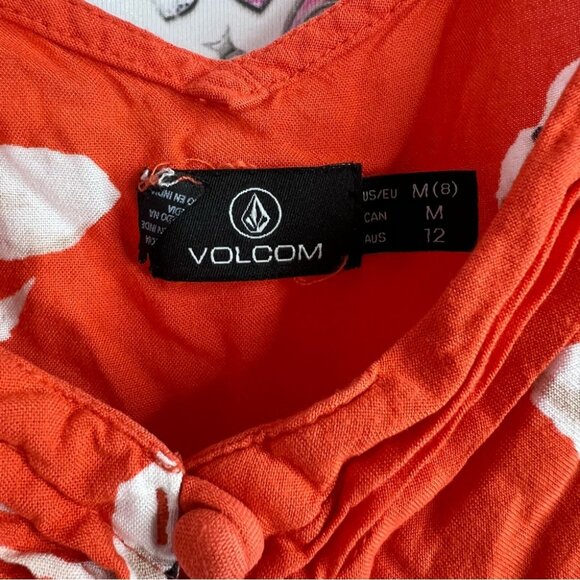 Volcom tank top buttons logo metal charm flowers Red Floral Camisole Top - Picture 7 of 10